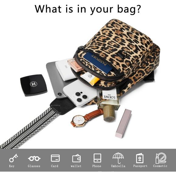 7L Sling Bag for Women Men Vegan Leather  5-leopard - Picture 7 of 9